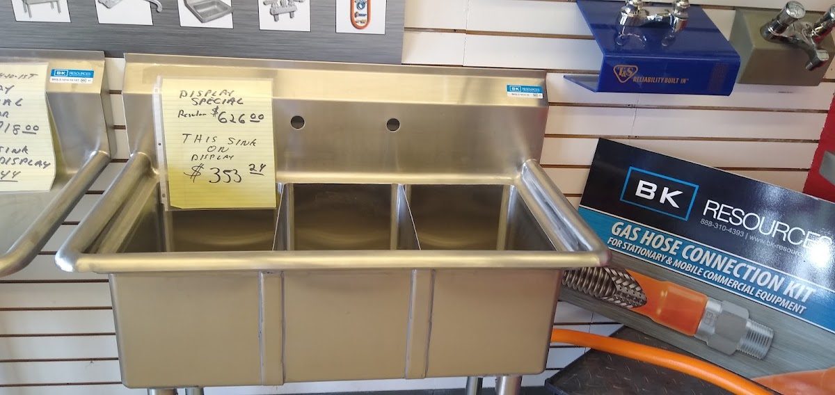 Commercial stainless sink on display
